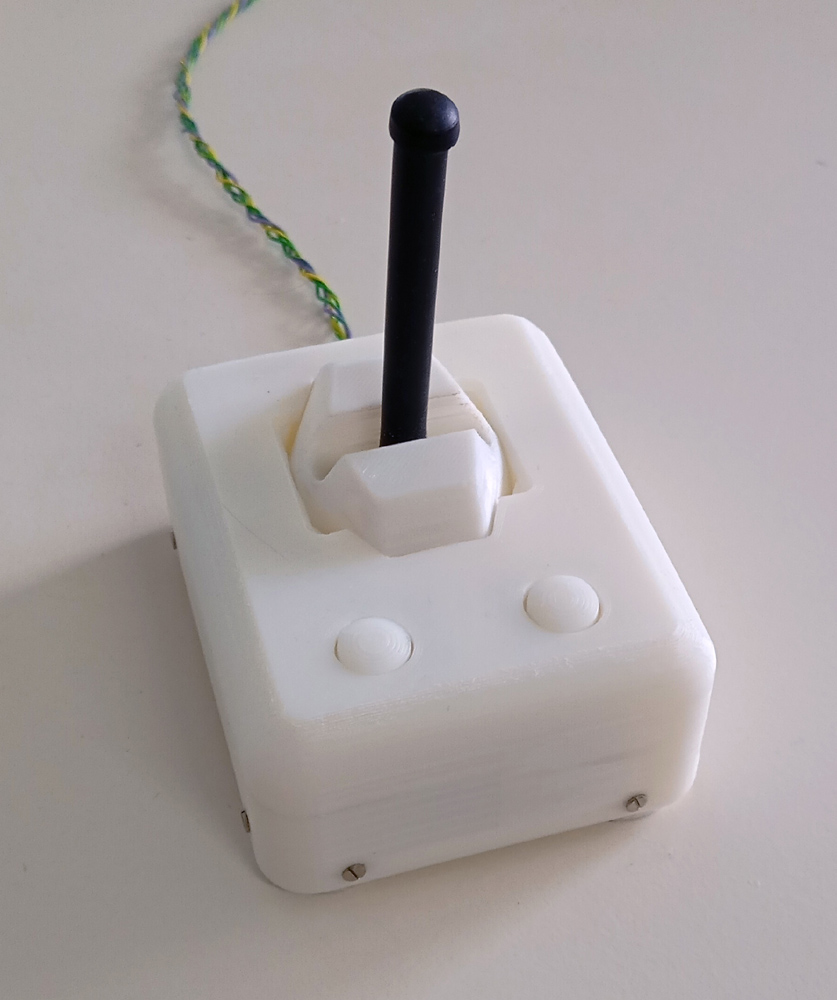 view of the complete 3D printed joystick according to the project